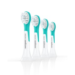 Philips Sonicare For Kids HX6034 Extra Toothbrush Heads - 4 Pack, White - Gentle Cleaning for Healthy Smiles!